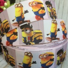 Репс 2,5 см, Міньйони, біло-сірий