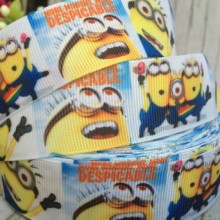 Репс 2,5 см, Міньйони, біло-блакитний