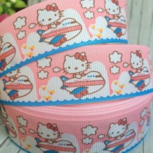 Репс 2,5 см, Кітті в літаку, світло-рожевий