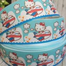 Репс 2,5 см, Кітті в літаку, світло-бірюзовий