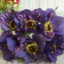 Мак, 4 см, темно-фіолетовий, 6 квіточок у пучку, 1 пучок
