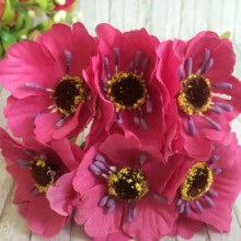 Мак, 4 см, світло-малиновий, 6 квіточок у пучку, 1 пучок