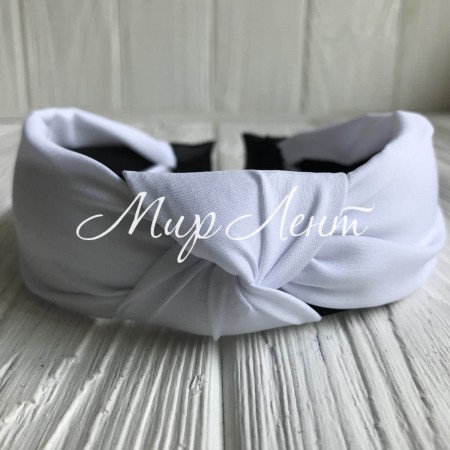 Обруч чалма однотонний тканинний, 4 см, білий, шт.