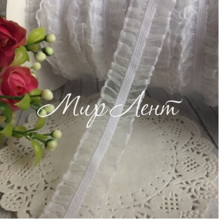 Гумка-рюша органзова, 2 см, біла