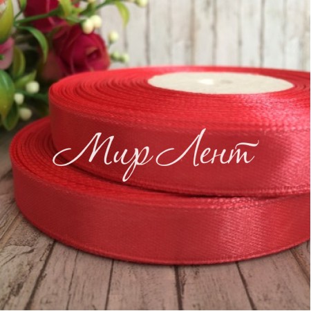 Атлас 1,2 см, кораловий, рулон 33 м