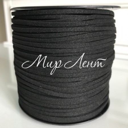 Шкіряний шнур, 3 мм, чорний, метр
