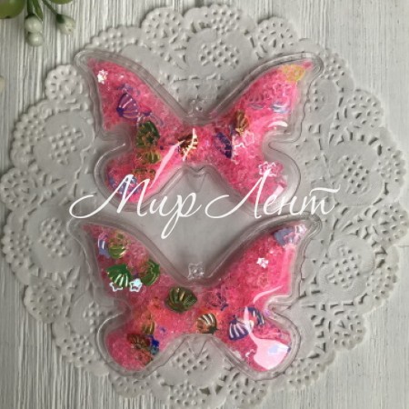 Силіконовий метелик з наповнювачем, 7х4,5 см, яскраво-рожеві порожні зірки, шт.