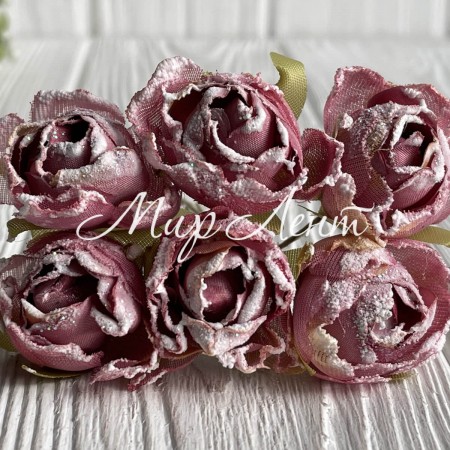 Півонія тканинна з білим кантом, 3,5 см, пудровий, пучок