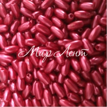 Жемчуг-рис, 4х8 мм, красный, 1 шт. (пластик)