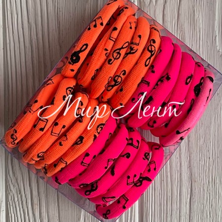 Резинка в коробці (ноти), 5 см, яскраві тони, упаковка 20 шт.