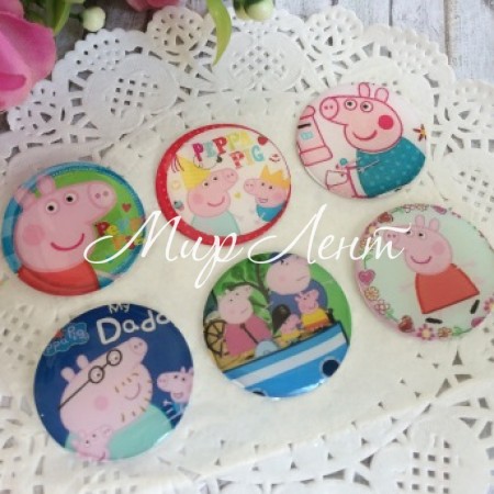 Наклейки, свинка Пеппа, набір №5 - (6 шт.)