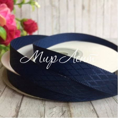 Атлас діагональ, 1 см, сапфіровий, рулон 23 м