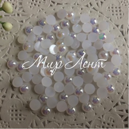 Полубусина, 6 мм, белый перламутр, 100 шт.