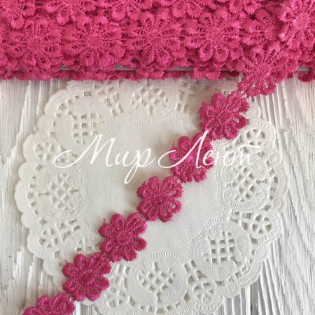 Мереживо відривна квіточка, 2,5 см, малинова, метр