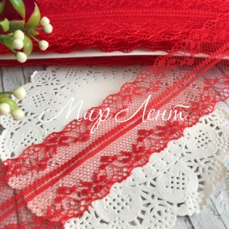Мереживо павутинка, 4 см, червоний
