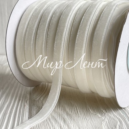 Стрічка велюр, 1 см, айворі, метр