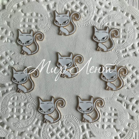 Серединка металл котик, 22 мм, белый, шт.