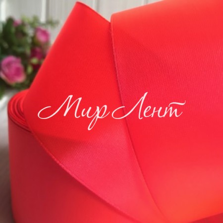 Атлас 5 см, яскраво-жовтогарячий, рулон 33 м