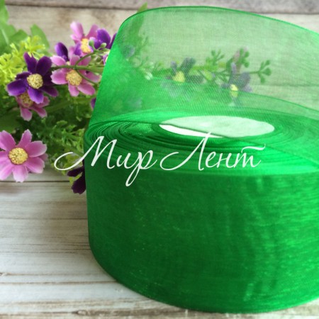 Органза 4 см, зелена, метр