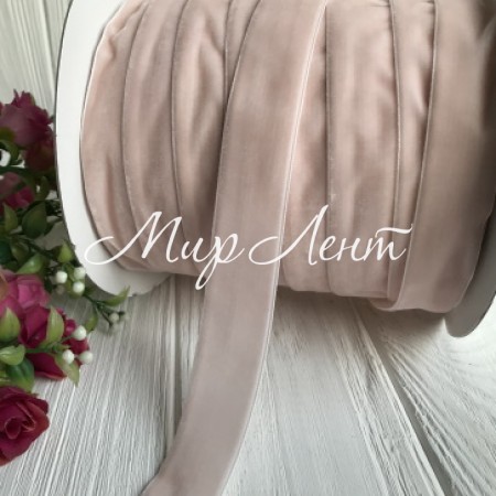 Лента велюр, 2,5 см, персиковый, метр