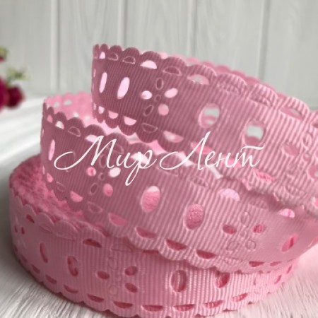 Репс з перфорацією, 2 см, світло-рожевий (квіточка)