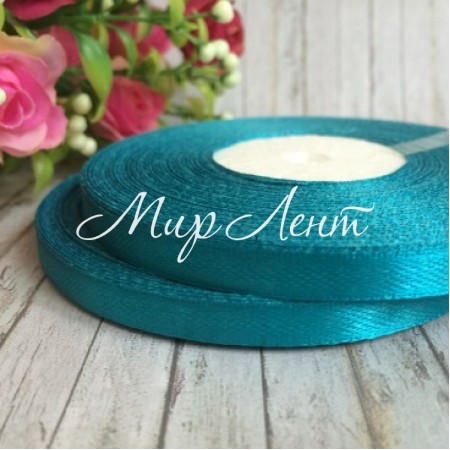 Атлас 0,6 см, бирюзовый, рулон 33 м