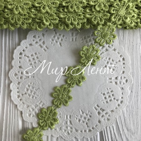 Мереживо відривне квіточка, 2,5 см, оливкова, метр