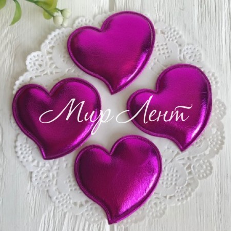 Аплікація/патч, серце (екошкіра), 4,7 см, малиновий