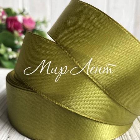 Атлас 2,5 см, яскраво-оливковий, метр