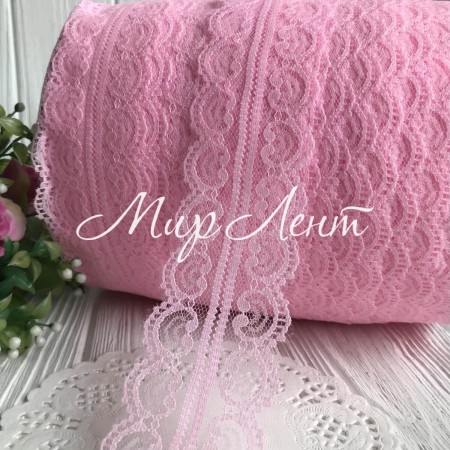 Кружево завиток, 4,5 см, светло-розовое (не стрейчевое), метр