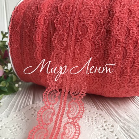 Мереживо завиток, 4,5 см, коралове (не стрейчеве)