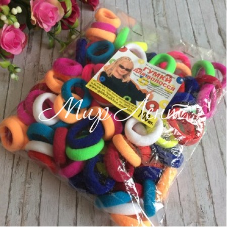 Резинка Калуш (велюрчик), 2,7 см, цветной микс, упаковка 100 шт.