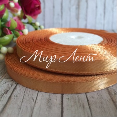 Атлас 0,6 см, яркое золото, рулон 33 м