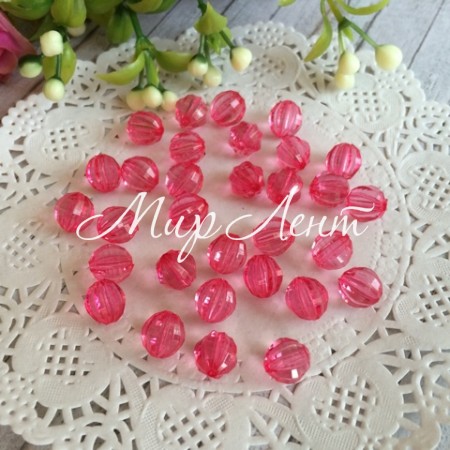 Кришталь, 8 мм, кораловий, 1 шт. (пластик)