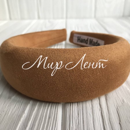 Обруч замшевий об'ємний, 4 см, гірчичний, шт.