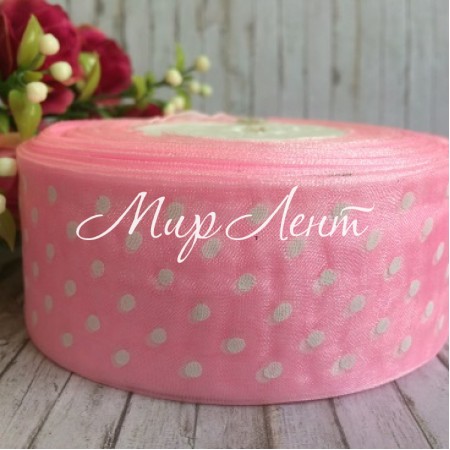 Органза горох 4 см, светло-розовый