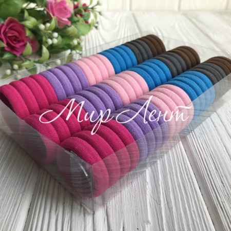 Набір резинок велюрчик, 3 см, малиново-бірюзовий, упаковка 66 шт.