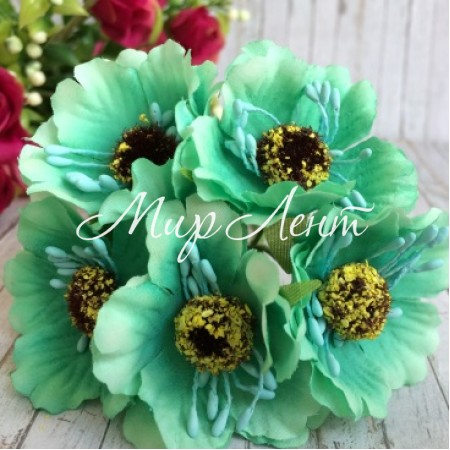 Мак, 4 см, м'ятний, 6 квіточок у пучку, 1 пучок
