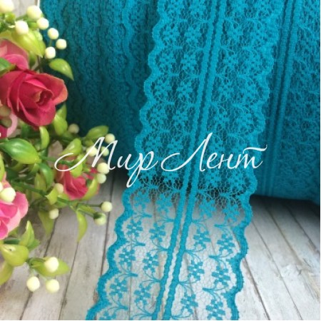 Мереживо квіточка, 4,5 см, бірюзове (не стрейчеве)