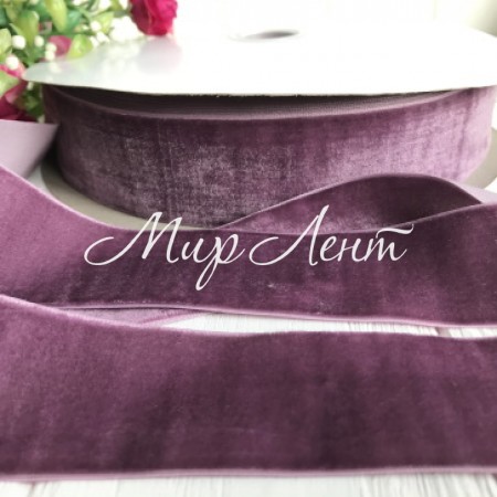 Лента велюр, 4 см, лавандовый, метр