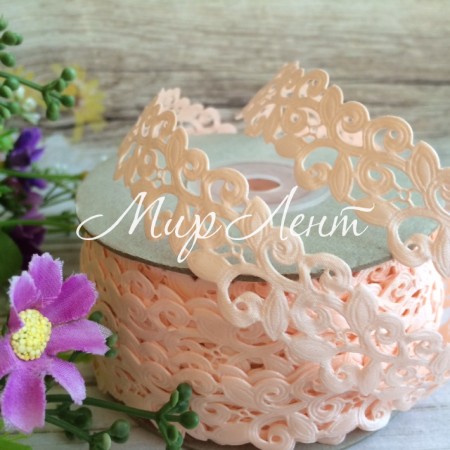 Лента-кружево, 2 см, персик