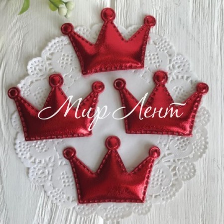 Аплікація/патч, корона (екошкіра), 3,6 х 3,8 см, червоний, шт.