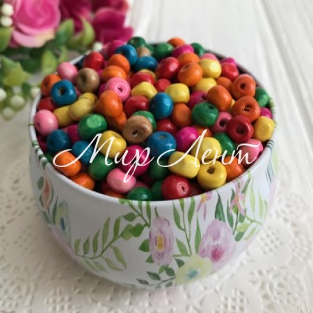 Дерев'яні намистини, 6 мм, кольоровий мікс, 10 шт.