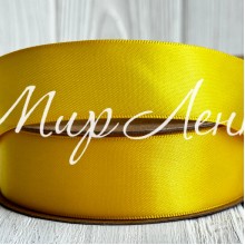 Атлас двосторонній (преміум), 2,5 см, жовтий, метр