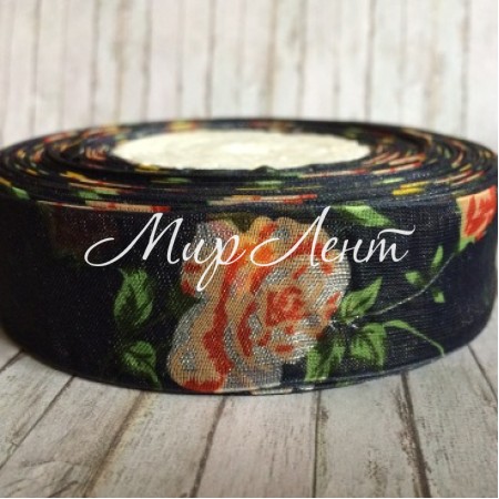 Органза троянда 2,5 см, сапфірова