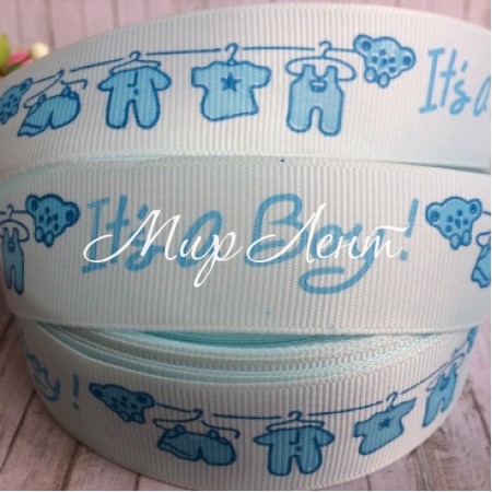 Репс 2,5 см, It's a boy, голубой