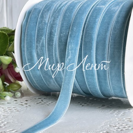 Стрічка велюр, 1 см, небесно-блакитний, метр