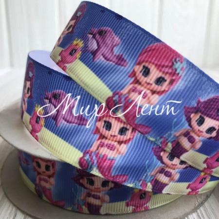 Репс 2,5 см, акуленка, синьо-жовтий, метр