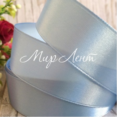 Атлас 2,5 см, блакитний, метр