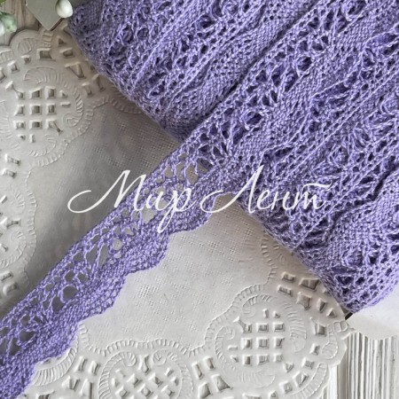 Мереживо в'язане Айріс (D03602), 1,8-2 см, лілове, метр